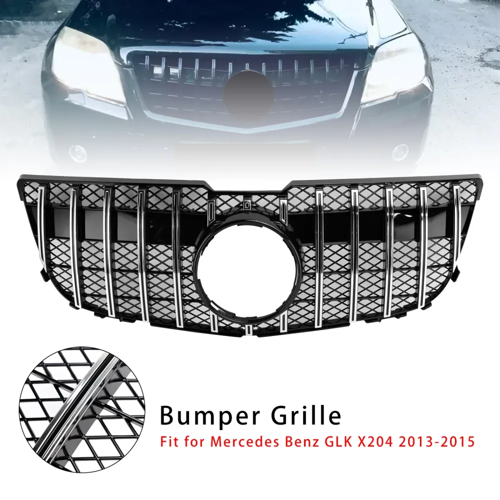 Front Grille Grill Mesh Chrome Mercedes Benz GLK X204 2013-2015 GT