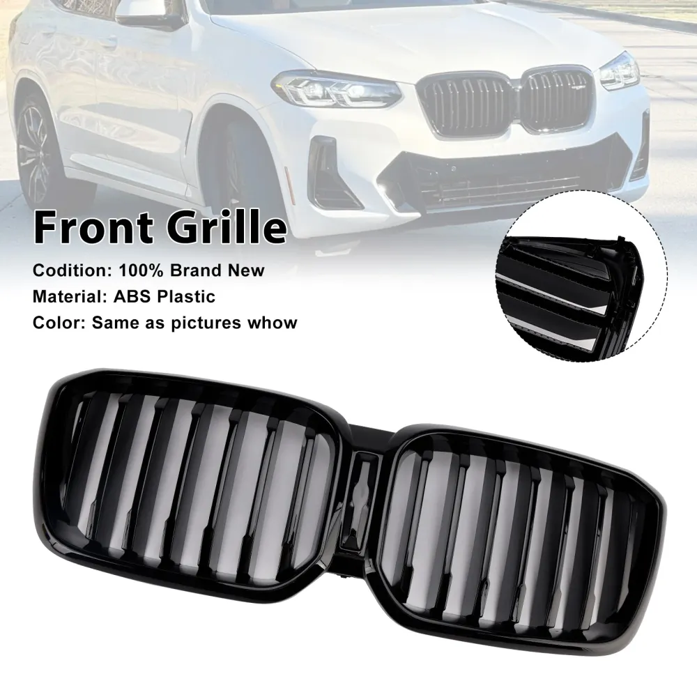 Front støtfanger nyregitter passform BMW x3 G01 x4 G02 2022-2025 blank svart