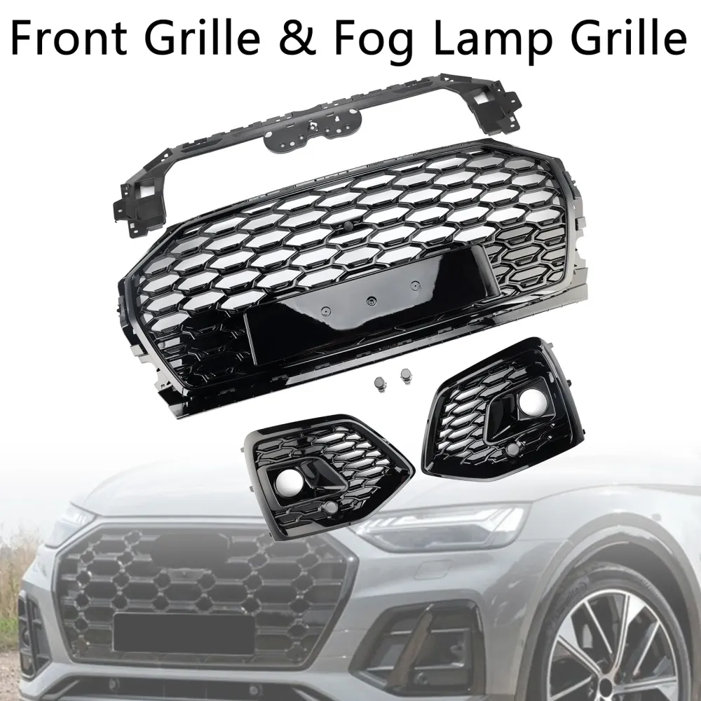 Frontfangergrill med honningkake-grill & Tåkelysdeksel passer til Audi Q5 2021-2025