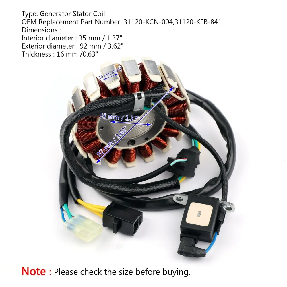 Generatorstatorspole CLR125 XLR125 98-03 CRF230 SL230 02-09 31120-KFB-841 Generisk
