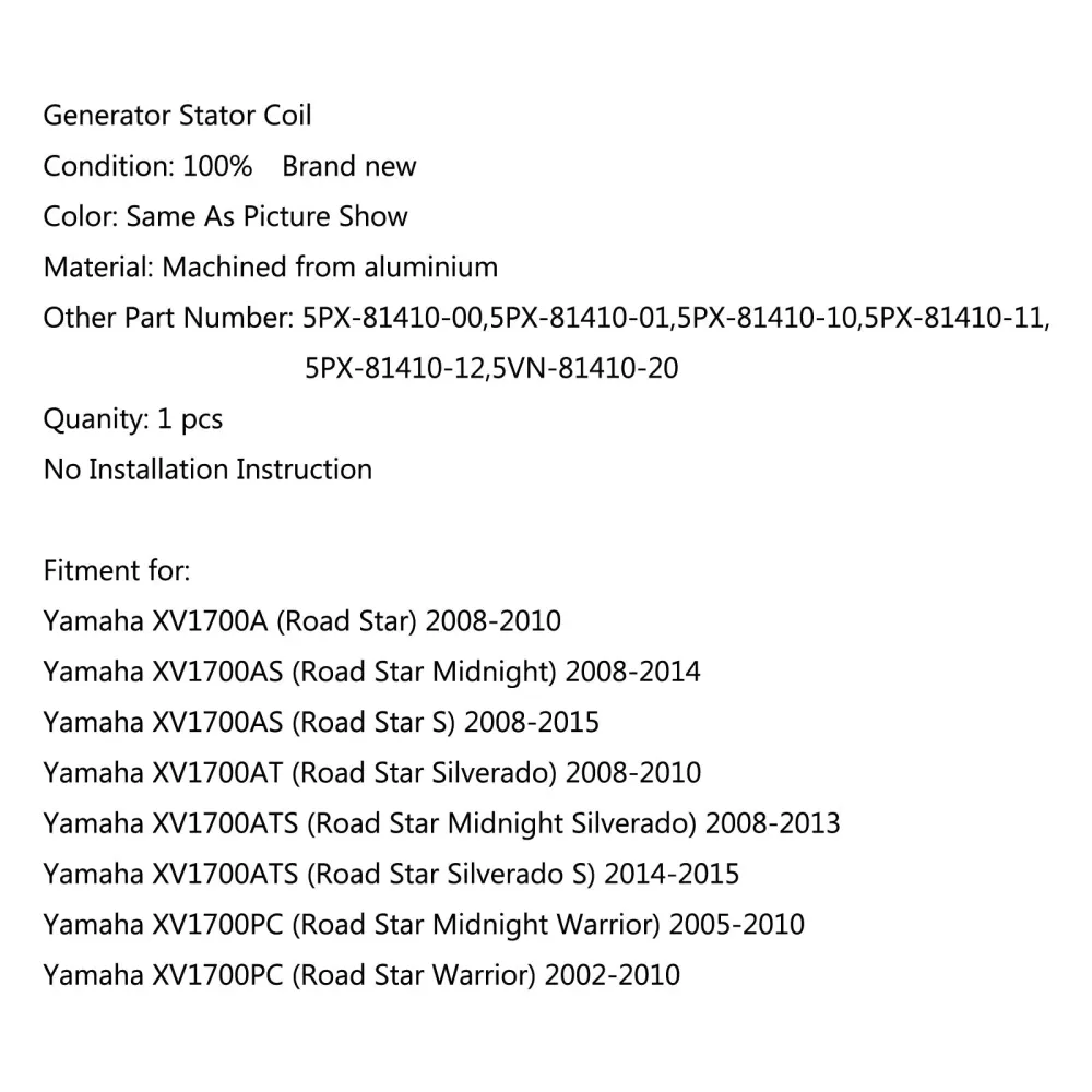 Generatorstatorspole Yamaha XV1700ats (Road Star Midnight Silverado) (08-13) generisk