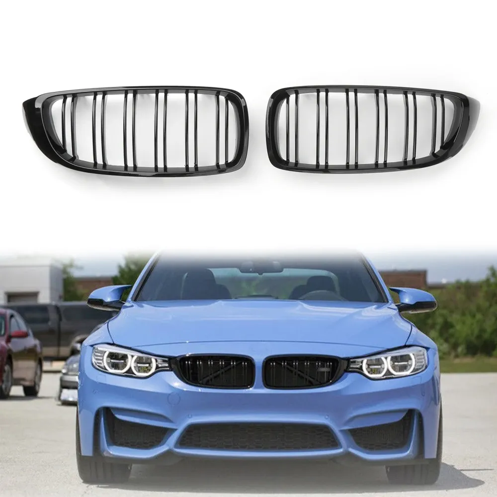 Glans svart nyregruppen grill passform BMW F32 F33 F36 F82 2014-2020 Dual Slat