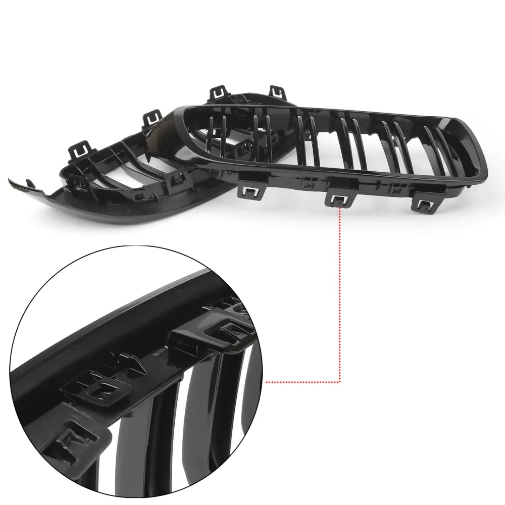 Glans svart nyregruppen grill passform BMW F32 F33 F36 F82 2014-2020 Dual Slat