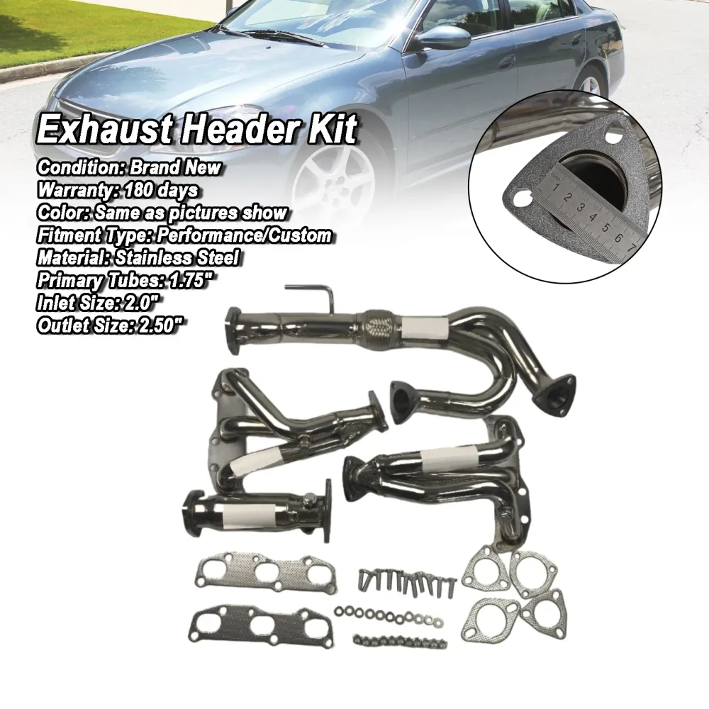 Header manifold eksos passform nissan altima vq35de v6 3.5 02-06 manuelle modeller