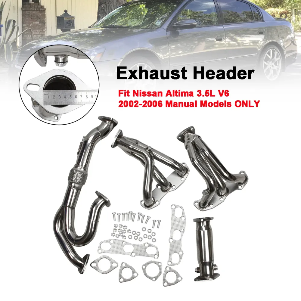 Header manifold eksos passform nissan altima vq35de v6 3.5 02-06 manuelle modeller