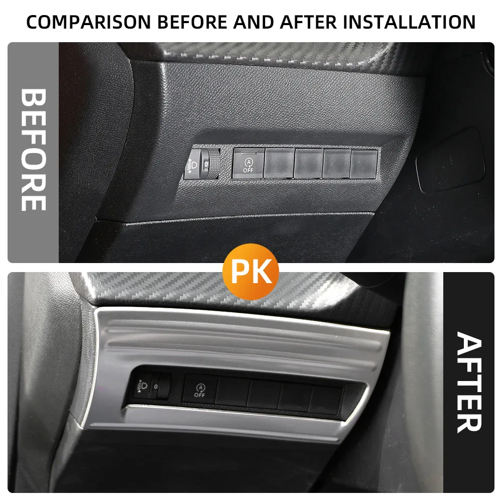 Headlight Adjustment Button Trim Cover Stainless Steel Peugeot 2008 E2008 and 208 E208