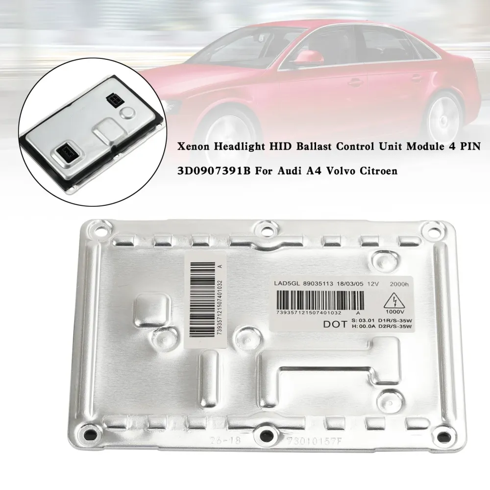 Hovedlys HID Ballast Control Unit Module 4 Pin 3D0907391B Audi A4 Volvo