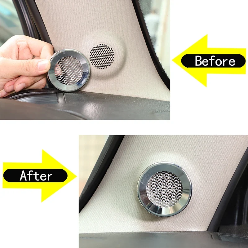 Hummer H3 -Pillar Front Speaker Covers Aluminum Alloy Silver 2005-2009 Models, Stylish Metal Trim Protectors