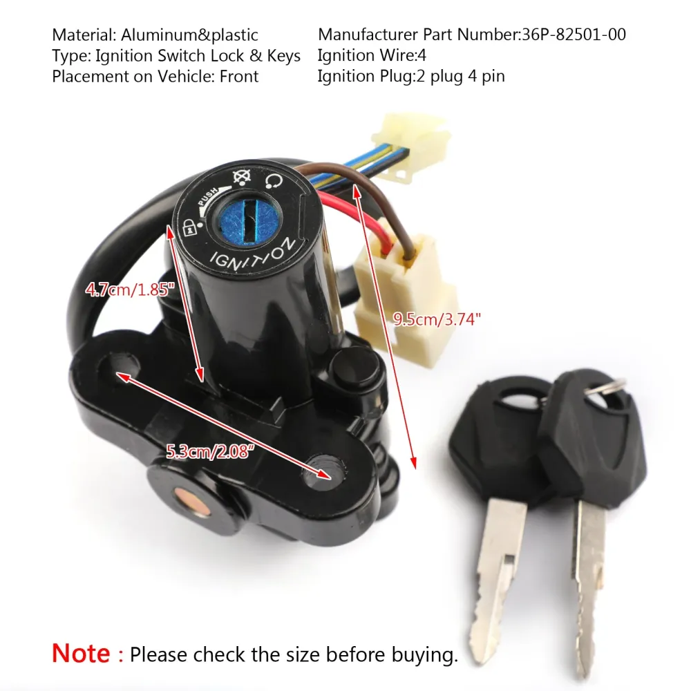 Ignition Switch Lock Keys Yamaha YZF R1 R6 MT-01 FJ09 FZ09 XT660 FZ6R Generisk