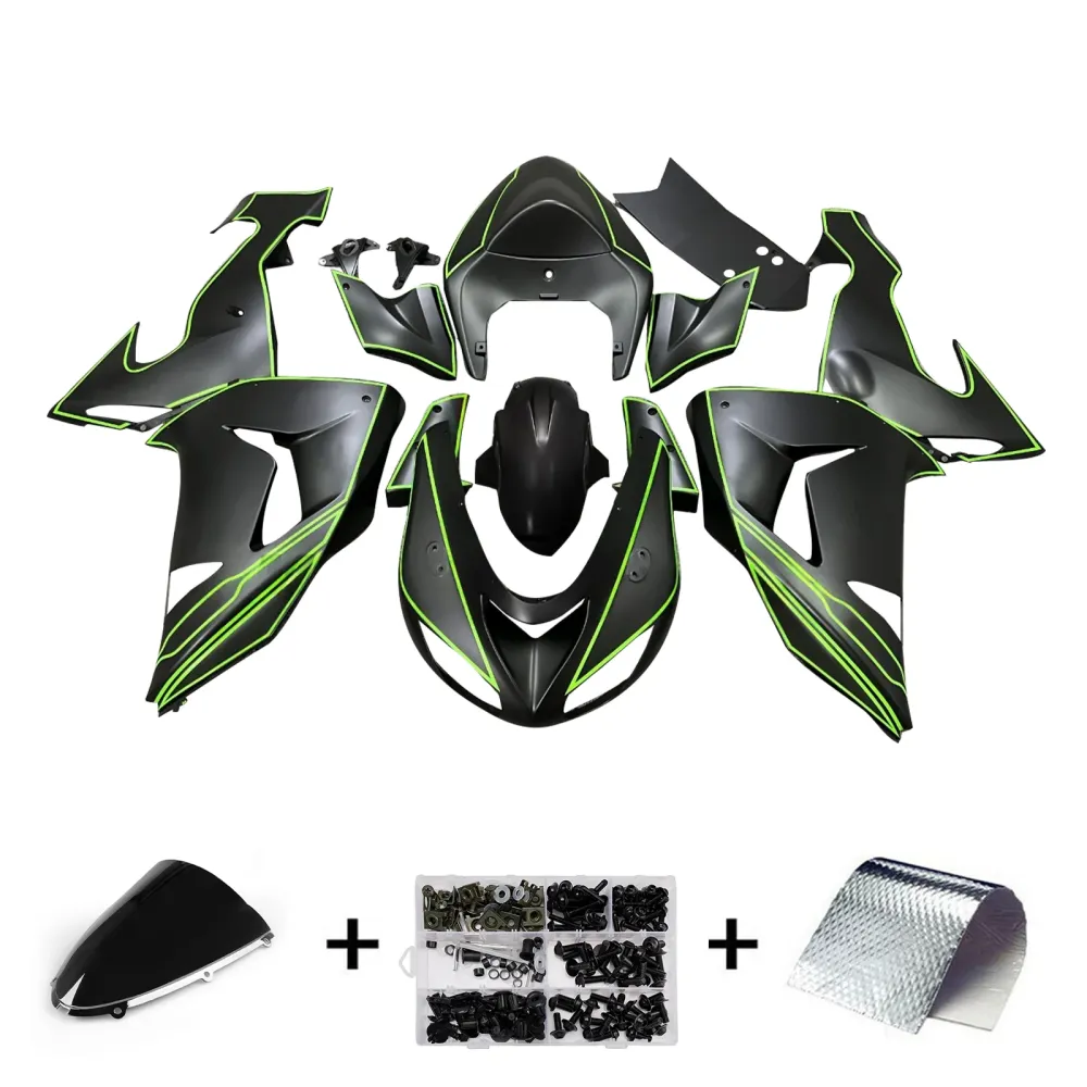 Injeksjon Fairing Kit Bodywork Plast Abs Fit Kawasaki ZX10R 2006-2007
