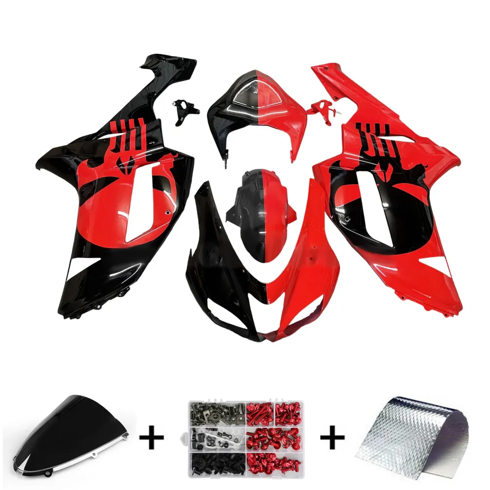 Injeksjon Fairing Kit Bodywork Plast Abs Fit Kawasaki ZX6R 636 2007-2008
