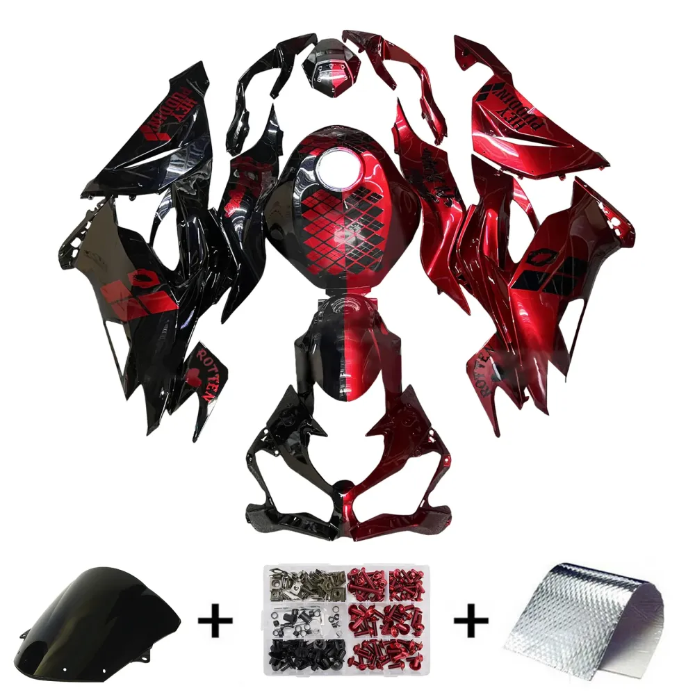 Injeksjon Fairing Kit Bodywork Plast Abs Fit Kawasaki ZX6R 2019-2023