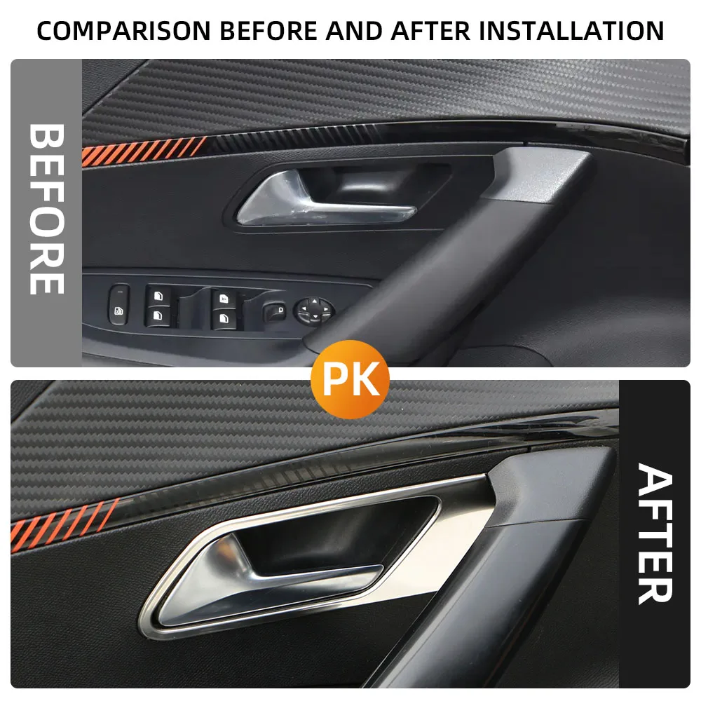 Inner Door Handle Decorative Frame Cover Peugeot 2008 Stainless Steel Finish