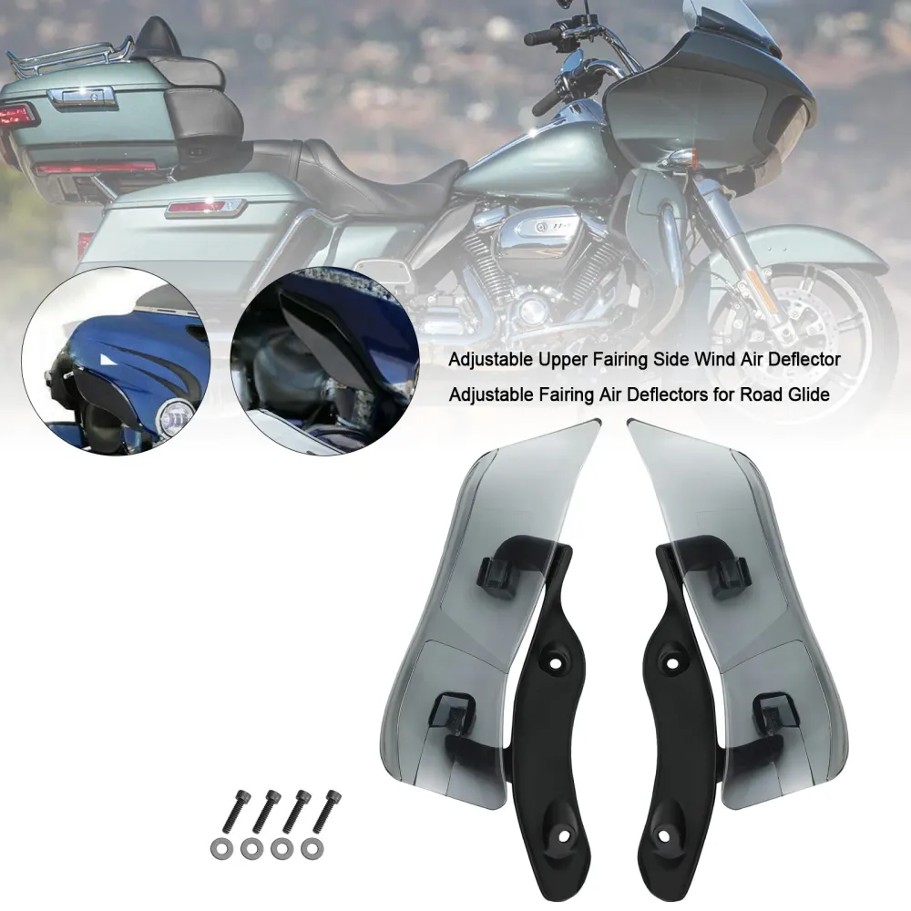 Justerbar øvre fairing Side Wind Air Deflektor Road Glide 2015-2020 Røyk