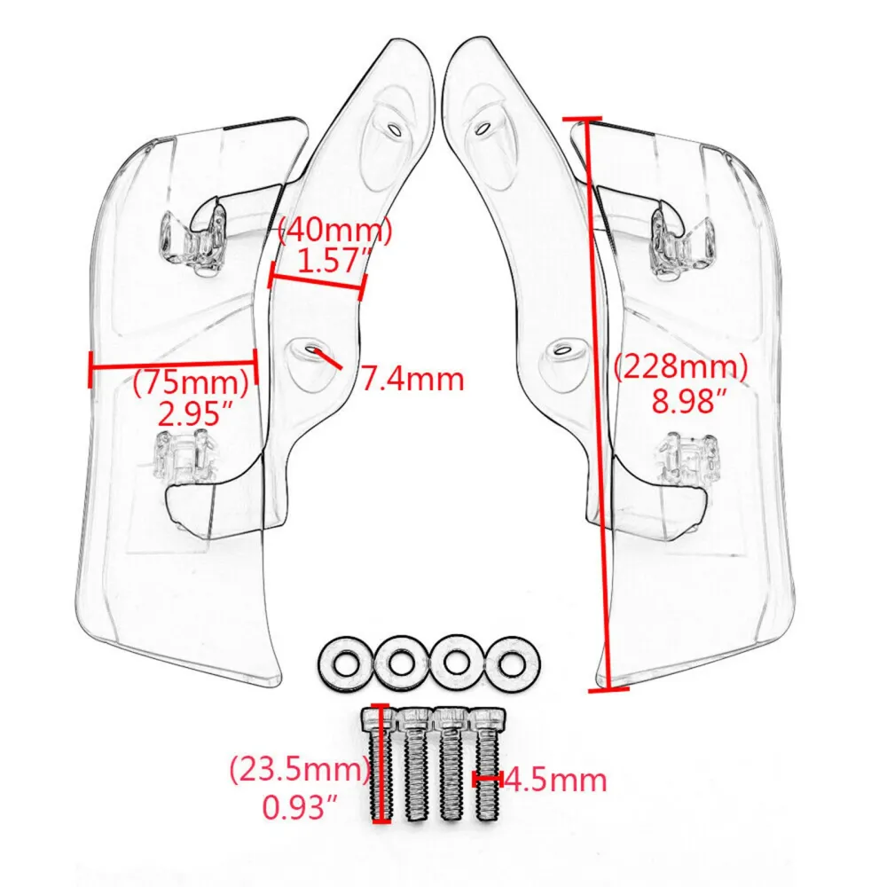 Justerbar øvre fairing Side Wind Air Deflektor Road Glide 2015-2020 Røyk