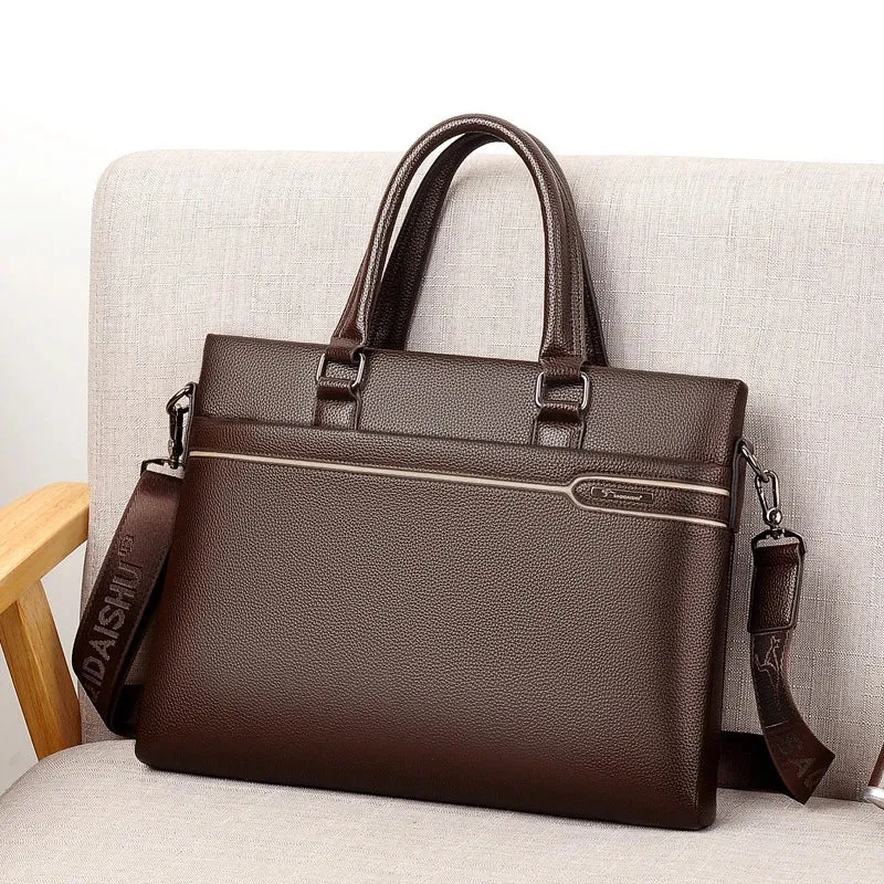 Large-Capacity PU Leather Crossbody Handbag Business and Everyday Use, Durable Polyester Lining