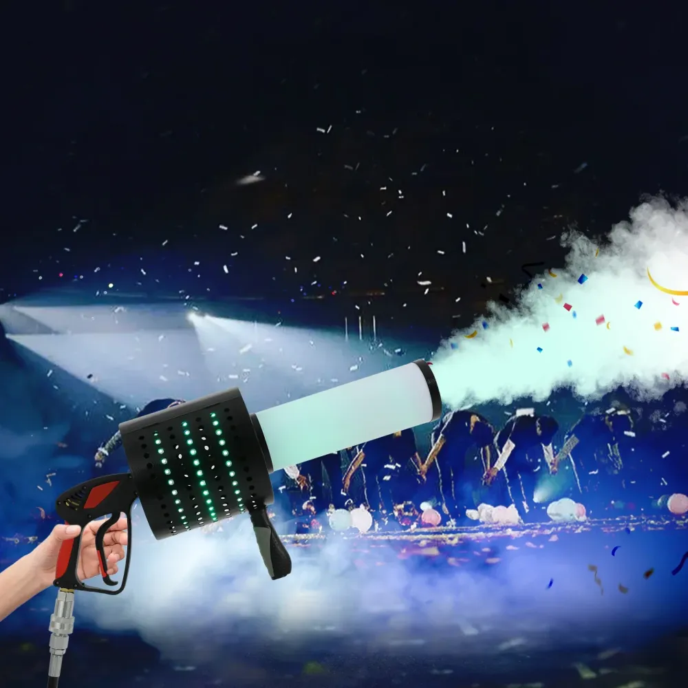 LED CO2 Confetti Cannon 20W Parties and Weddings Colorful Confetti, Durable Iron and Acrylic