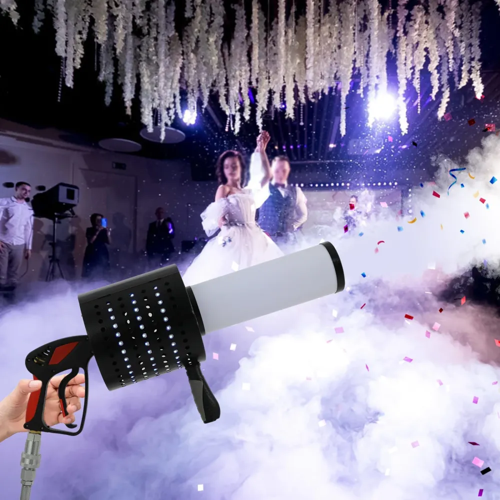 LED CO2 Confetti Cannon 20W Parties and Weddings Colorful Confetti, Durable Iron and Acrylic