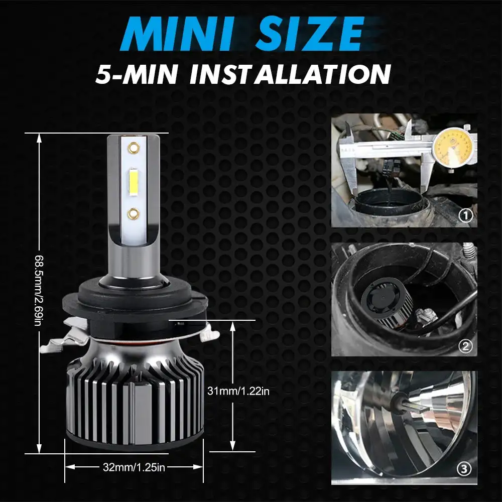 LED Headlight Bulbs H7 BMW E60 E61 X5 Low Beam 10000LM Per Pair Upgrade Kit All One