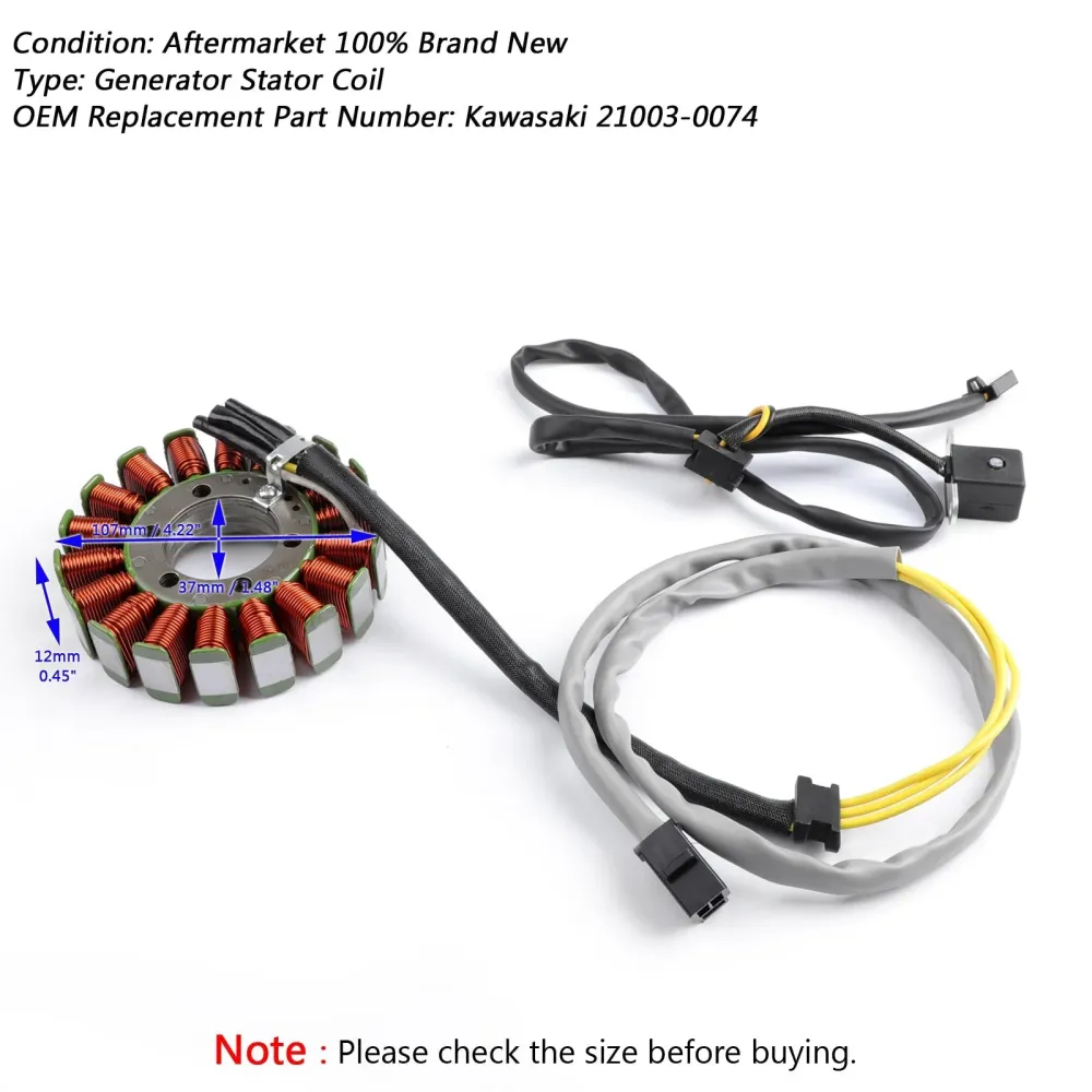 Magneto Generator Stator Coil Kawasaki Ex250 Ninja 250R 2008-12 21003-0074 Generisk