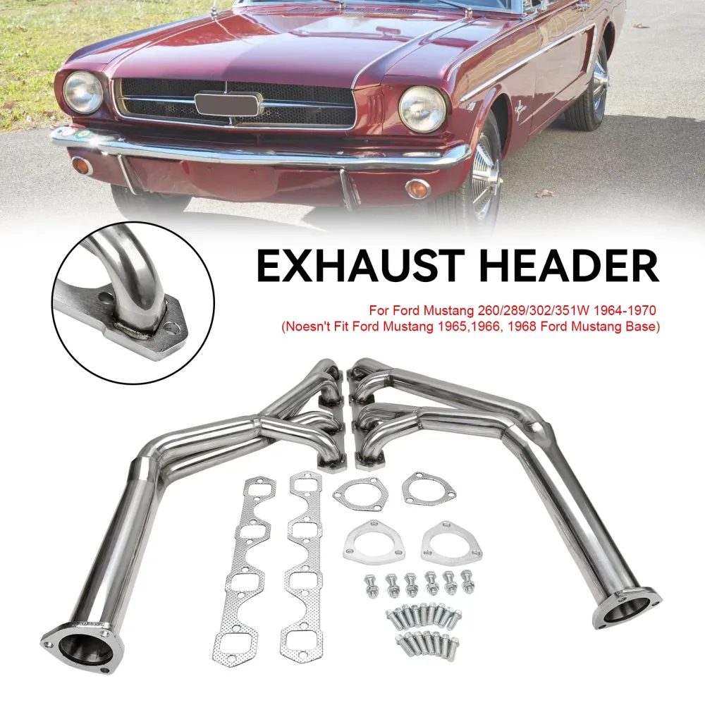 Manifold Header Fit Mustang 260/289/302 V8 64-70 Tri-Y Header Rustfritt stål