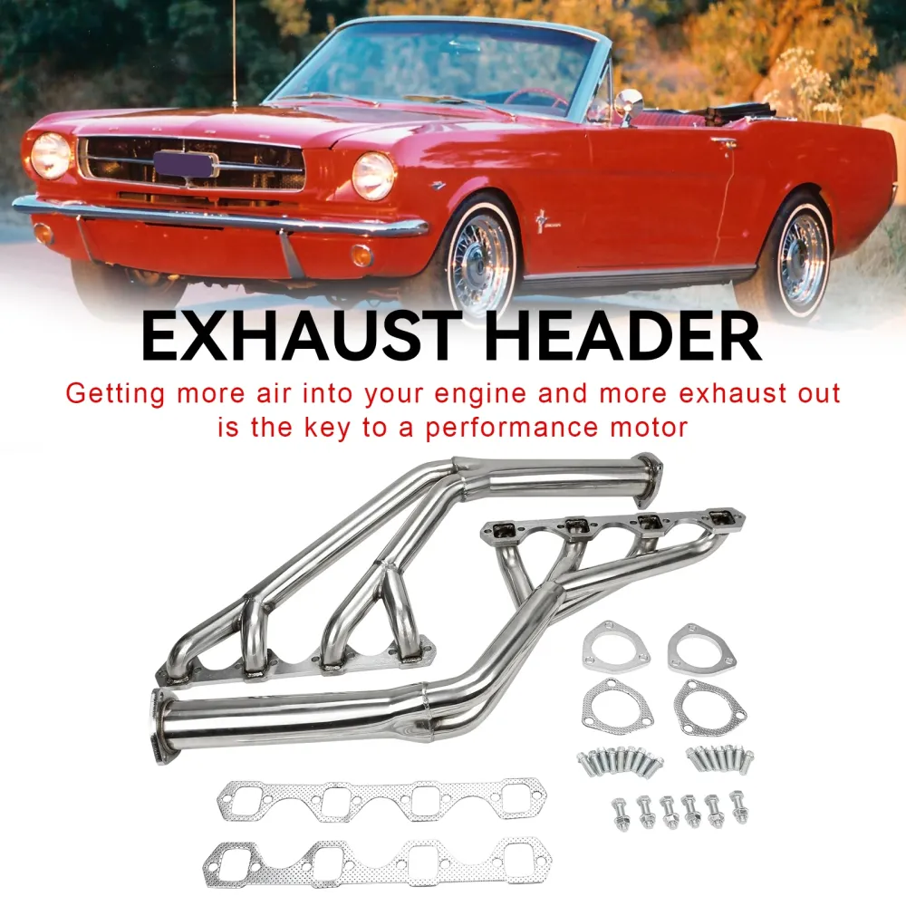 Manifold Header Fit Mustang 260/289/302 V8 64-70 Tri-Y Header Rustfritt stål
