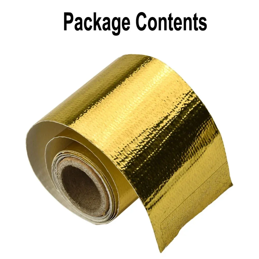 Motorcycle Exhaust Heat Shield Tape, Gold Fiberglass Wrap, Reflective