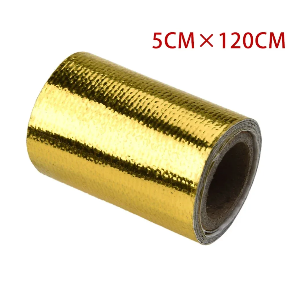 Motorcycle Exhaust Heat Shield Tape, Gold Fiberglass Wrap, Reflective