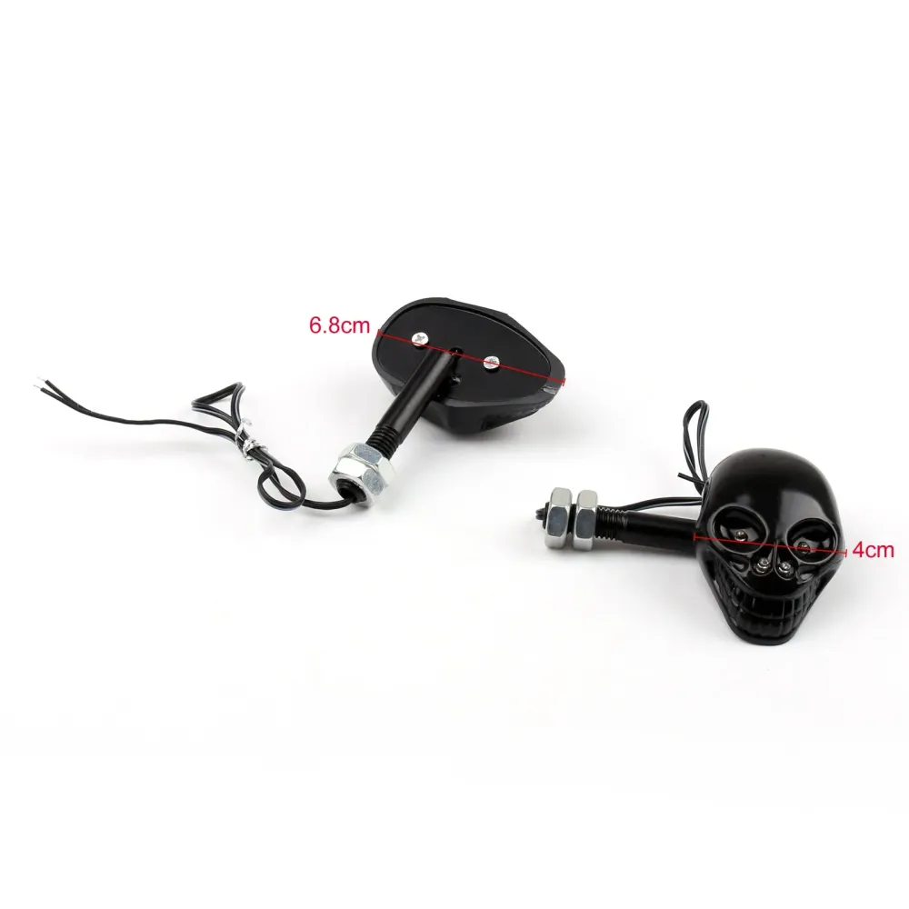 Motorsykkel Skull Head blinklysindikator Blinker 12V LED Amber Light Lamp Generisk