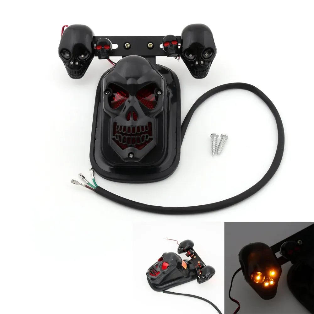 Motorsykkel Skull Signal Bakbremsestopplys Harley Generic