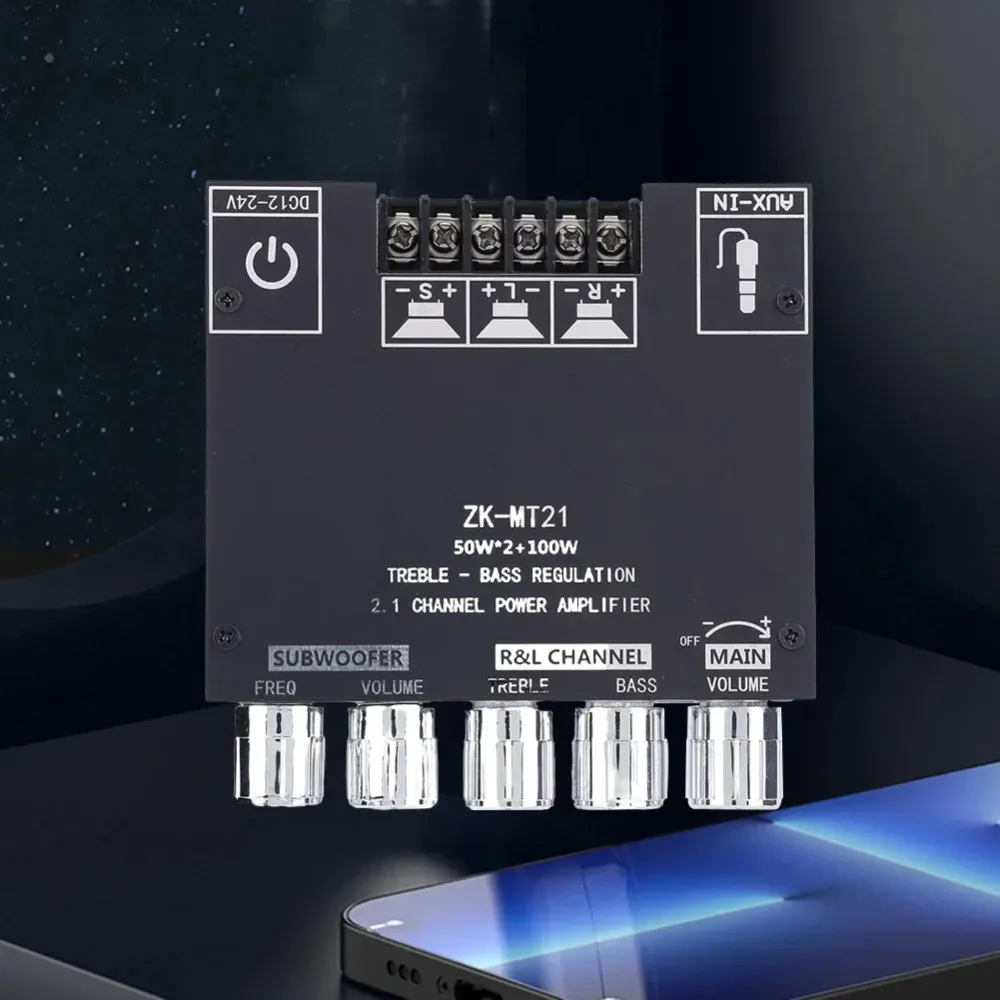 ZK MT21 Bluetooth Amplifier 2x50W And 100W 2.1 Channel