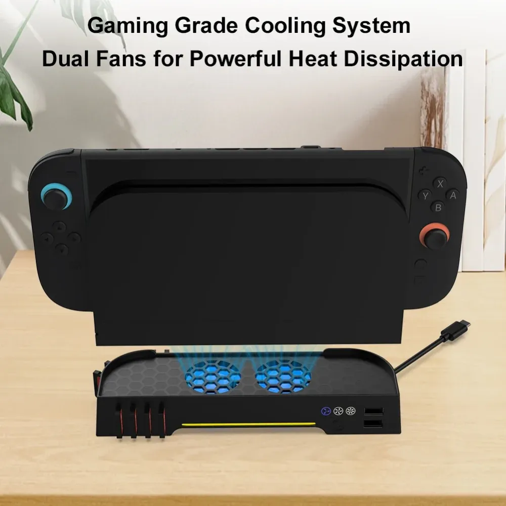 Nintendo Switch Dual Fan Cooling Base RGB Light 8 Slots