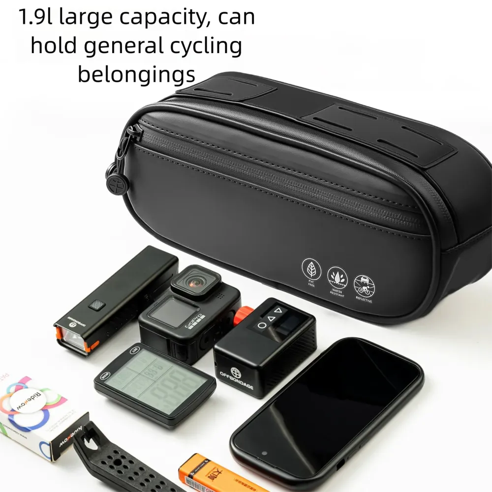 OFFBONDAGE Bicycle Bag, 1.9L Top Tube and Handlebar Bag, Waterproof Nylon
