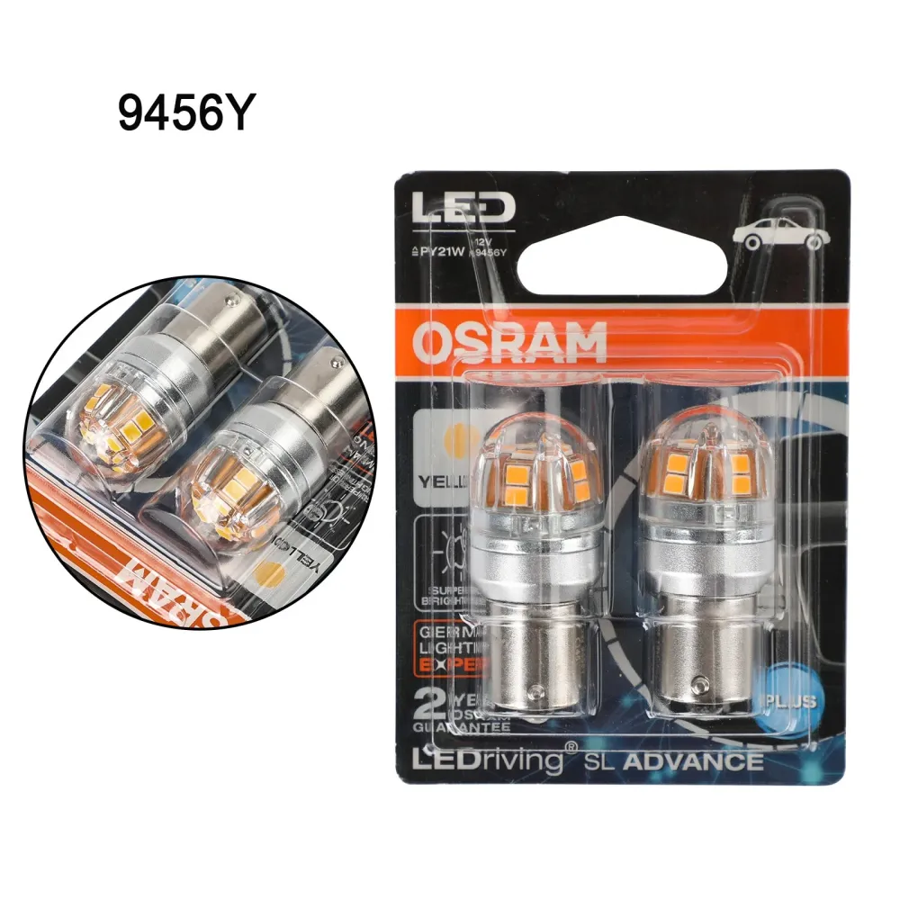 2x Osram 9456Y bil Hjelpemærer LED PY21W 12V2.5W BAU15S Generisk