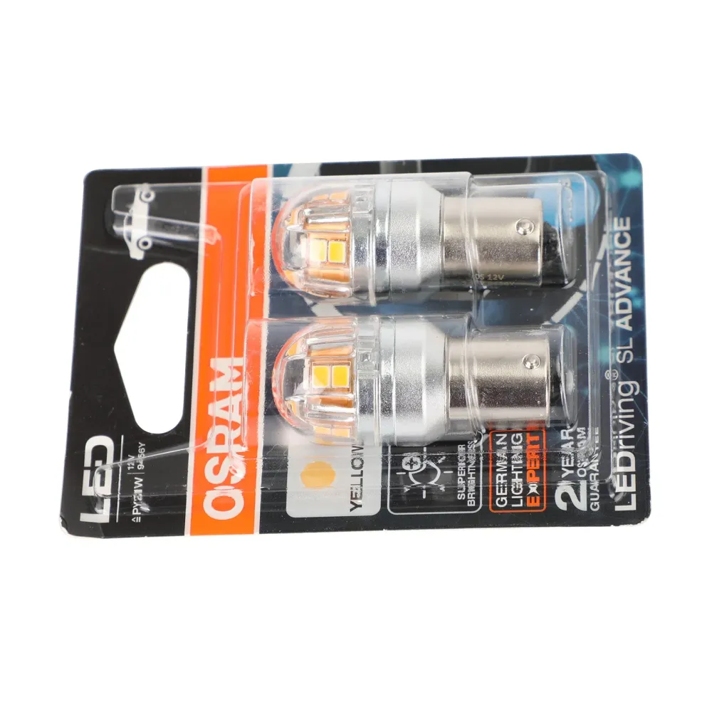 2x Osram 9456Y bil Hjelpemærer LED PY21W 12V2.5W BAU15S Generisk