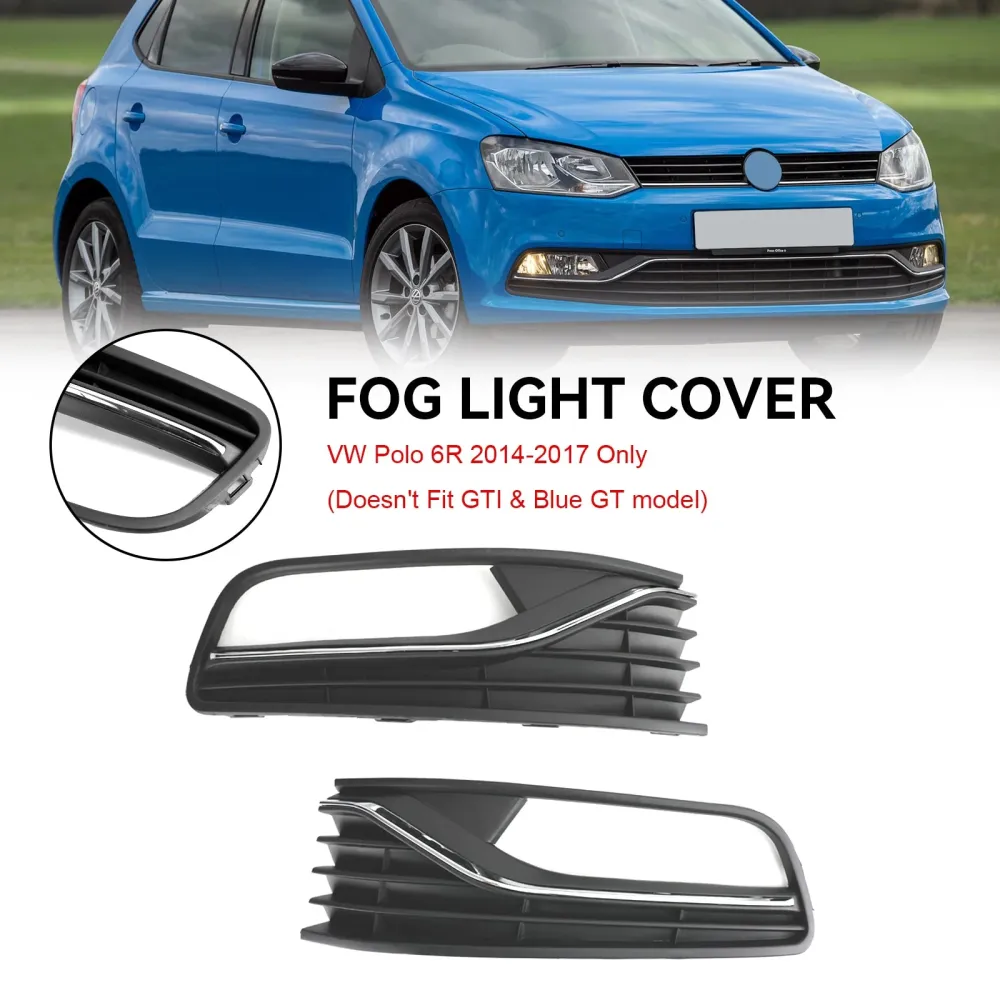 Par Front Bumper Fog Light Cover Grill Grille Fit VW Polo 6R 2014 2015 2016 2017 Bil Accessorie
