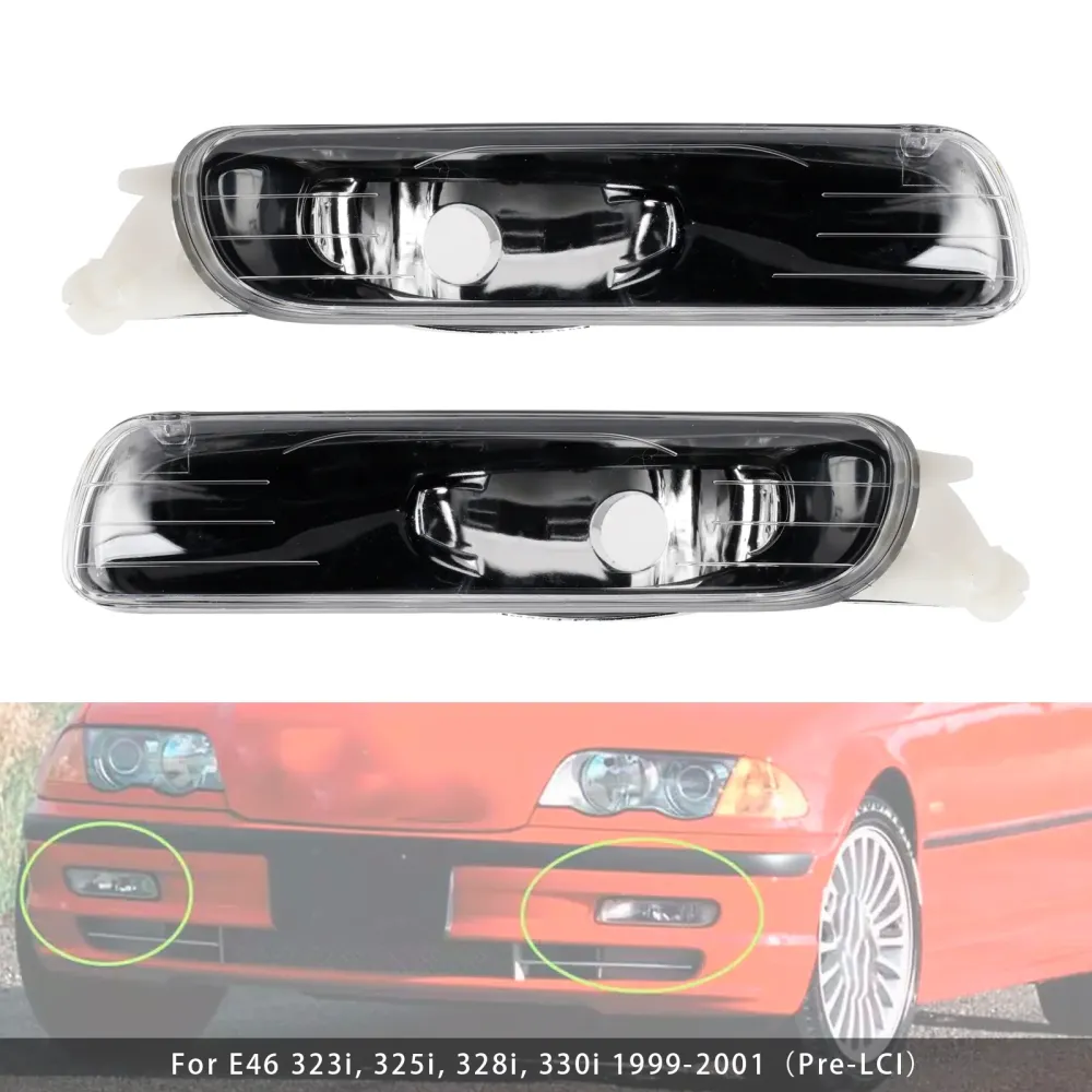 Par frontfanger tåkelys uten pærer E46 323i 325i 1998-2001 (pre-LCI)