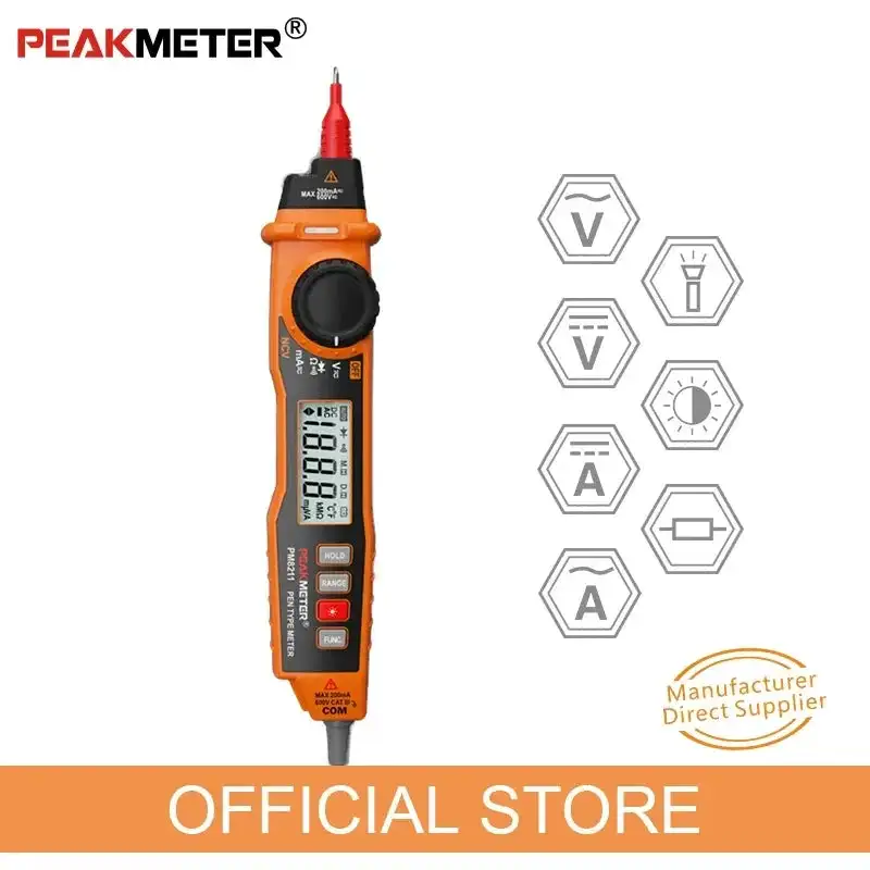 PeakMeter PM8211 NCV Pen Multimeter Auto Range USB Tester