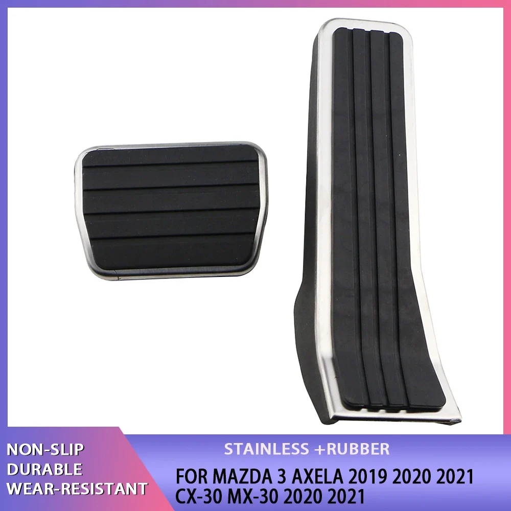 Pedal Cover Set Mazda 3 Axela, Stainless Steel Rubber Insert, Gas Brake Clutch
