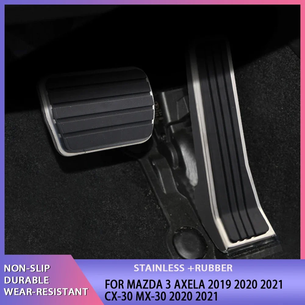 Pedal Cover Set Mazda 3 Axela, Stainless Steel Rubber Insert, Gas Brake Clutch