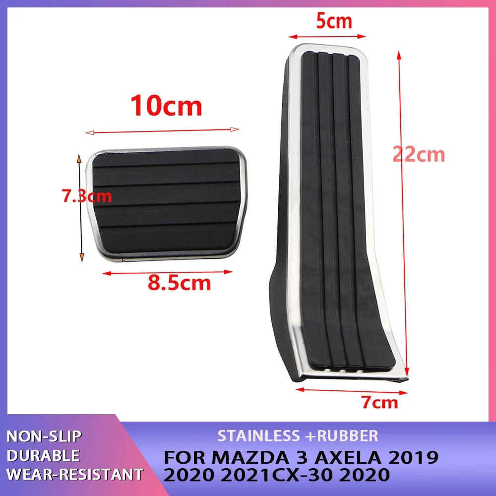 Pedal Cover Set Mazda 3 Axela, Stainless Steel Rubber Insert, Gas Brake Clutch