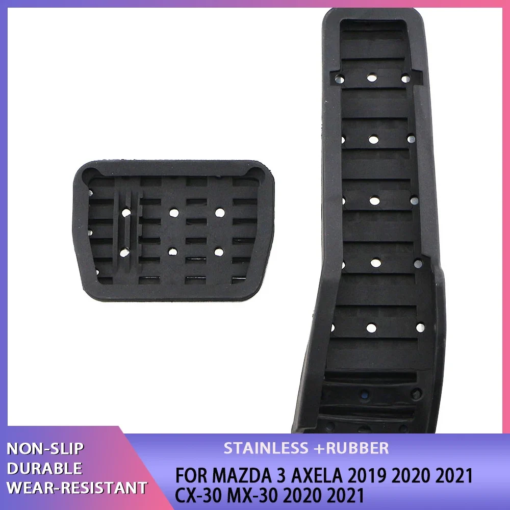 Pedal Cover Set Mazda 3 Axela, Stainless Steel Rubber Insert, Gas Brake Clutch