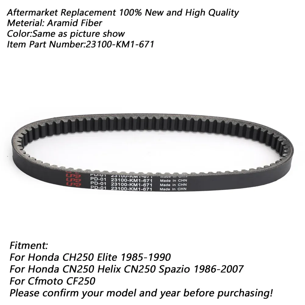 Premium Drive Belt 23100-KM1-671 Honda CH250 Elite CN250 Helix Spazio Generic