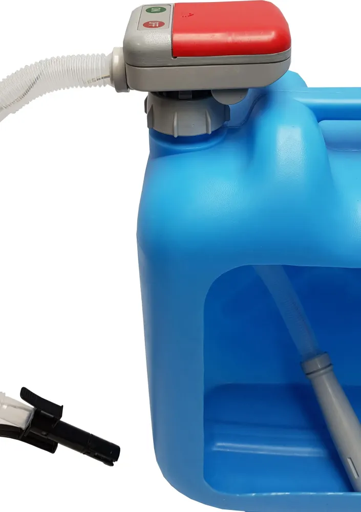 Pumpe batteridrevet m/autostopp til kanner