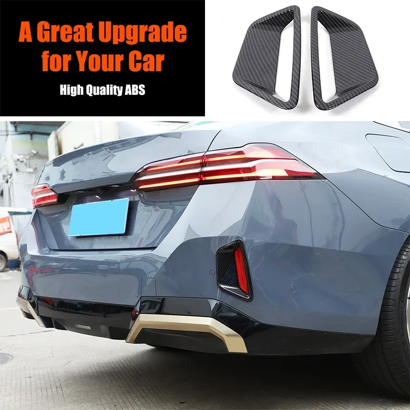Rear Bumper Fog Light Frame Decorative Stickers BMW G60 2024 2025 ABS Carbon Fiber Finish