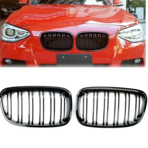 Replacement Front Kidney Grille BMW 1 Series F20 F21 Gloss Black Double Slats ABS