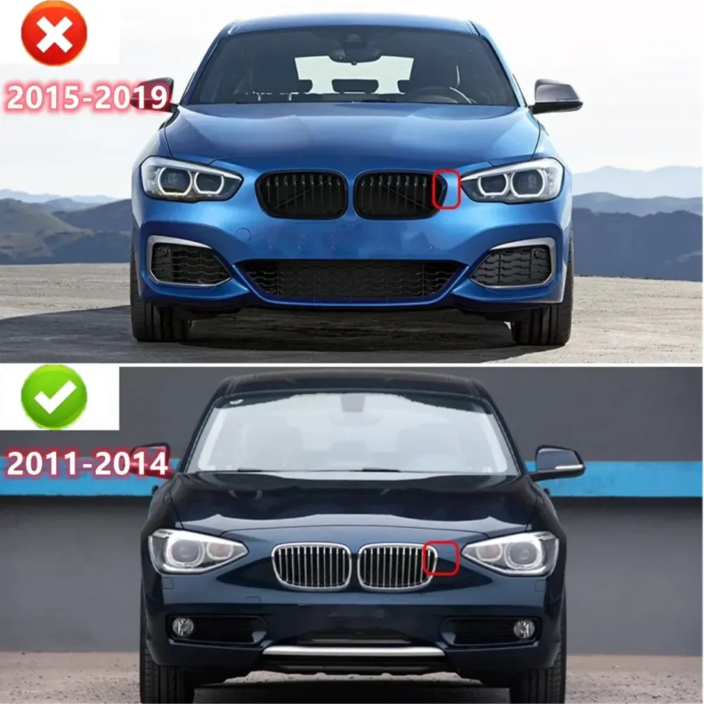 Replacement Front Kidney Grille BMW 1 Series F20 F21 Gloss Black Double Slats ABS