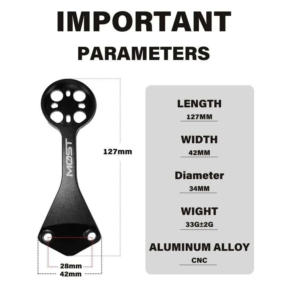Road Bike Handlebar Computer Mount Aluminum CNC Machined, Garmin Bryton Wahoo