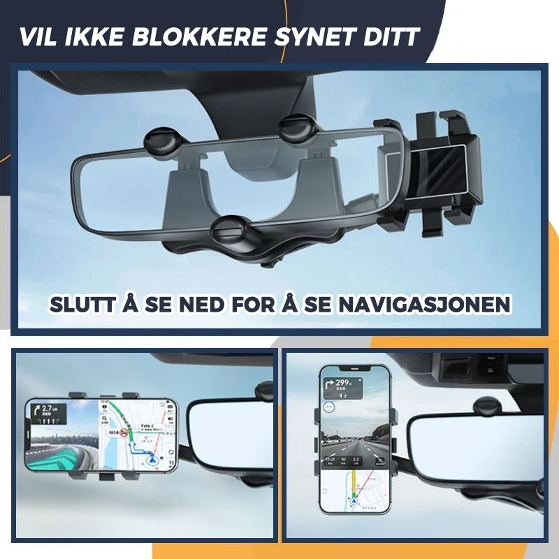 Roterbar og uttrekkbar telefonholder bil