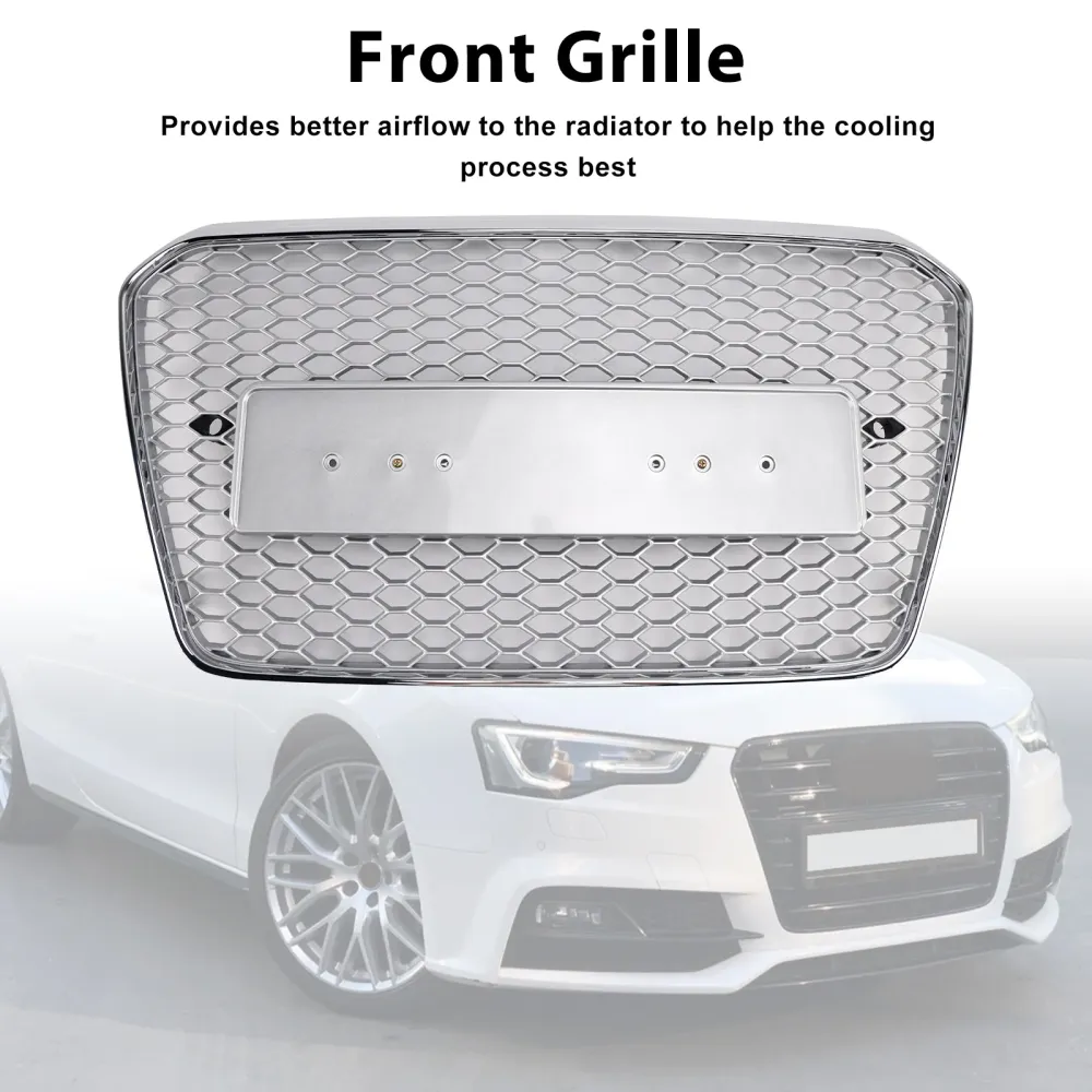 RS5 Style Honeycomb Front Bumper Grille Grill Fit Audi A5 S5 B8.5 2013-2016